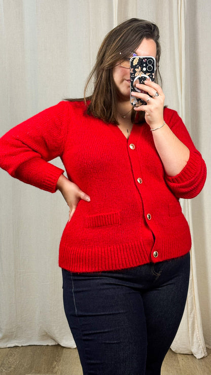 Gilet Maggie – Gilet rouge vif en maille chaude