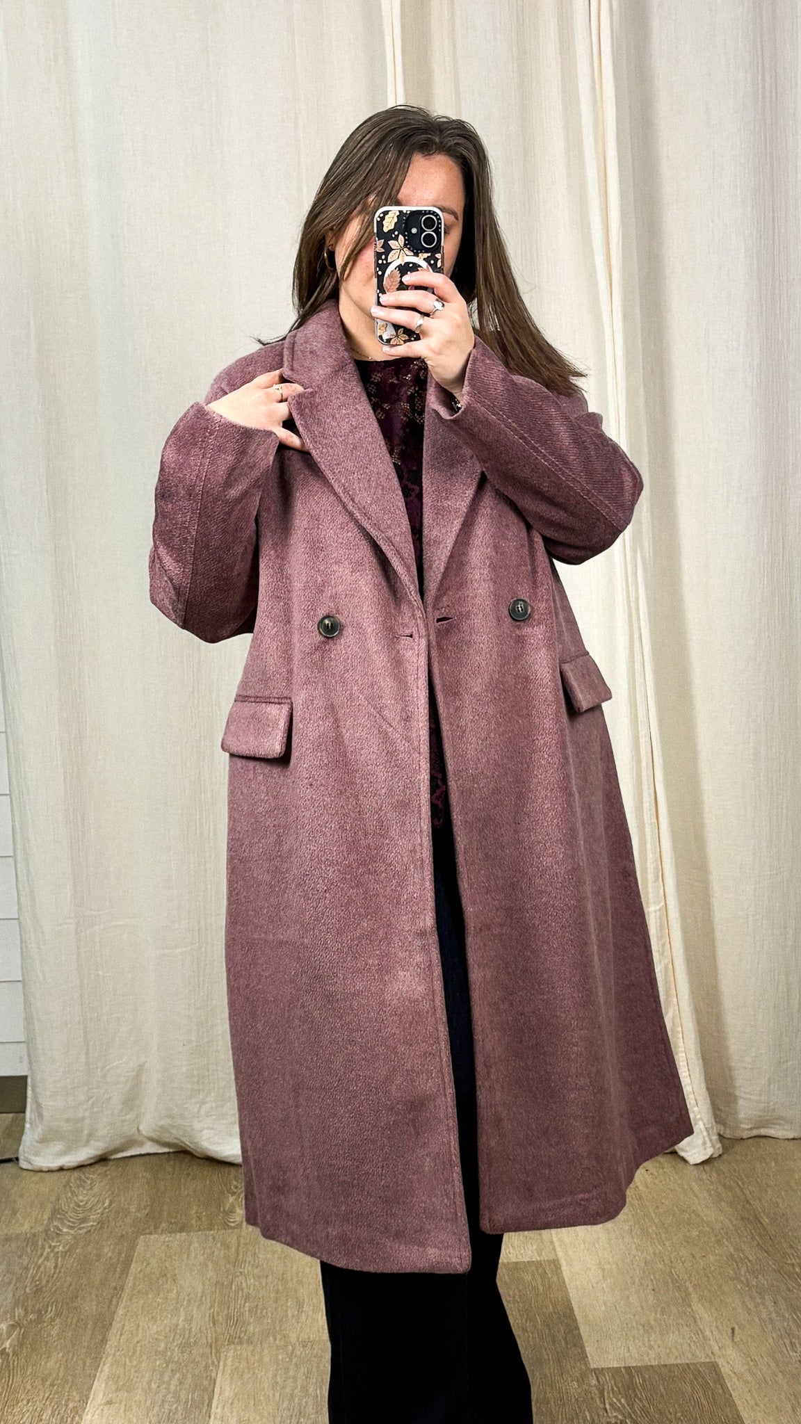 Manteau Lelea – Manteau long rose poudré
