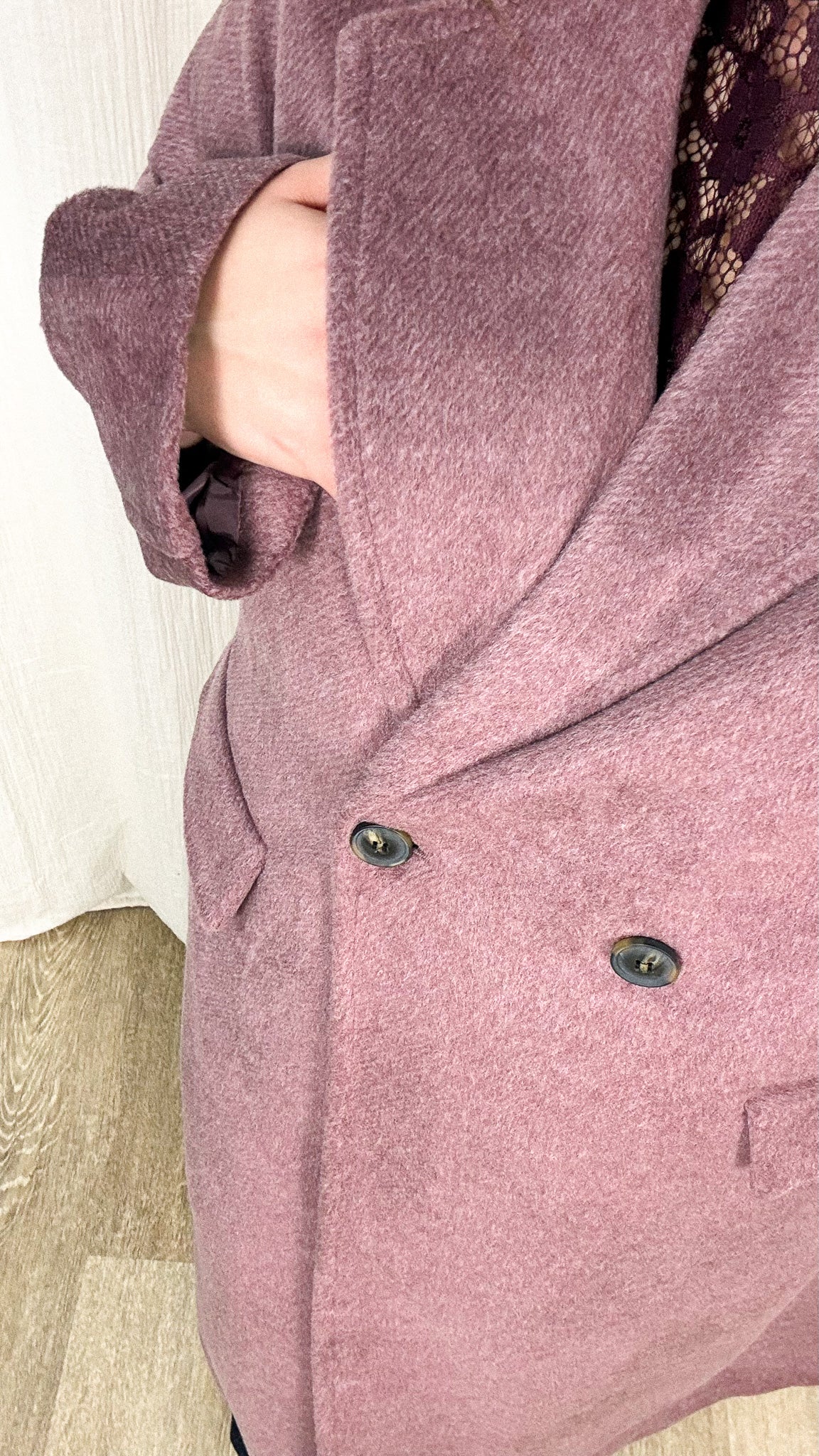 Manteau Lelea – Manteau long rose poudré