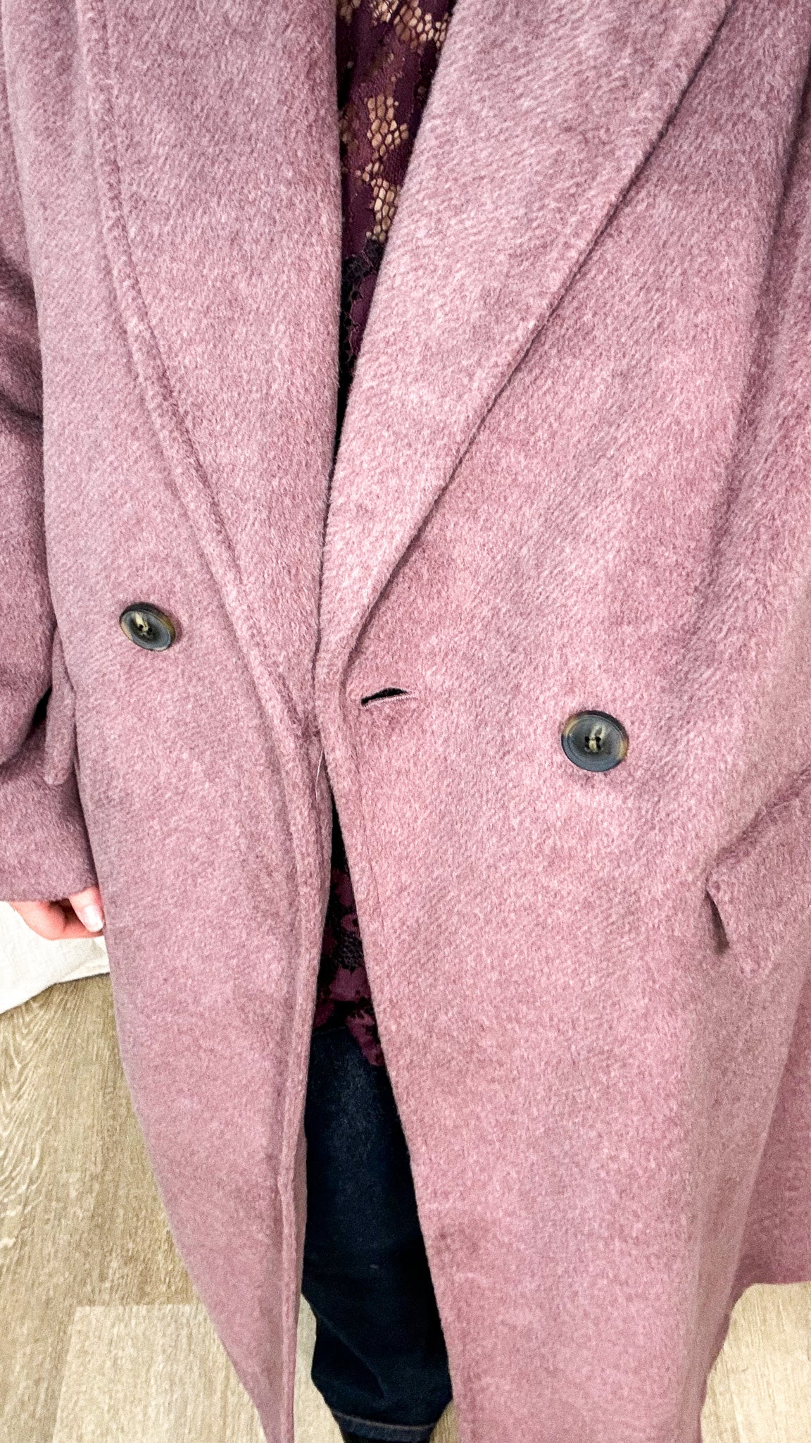 Manteau Lelea – Manteau long rose poudré