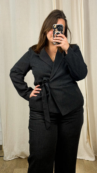 Blazer Bestie – Blazer cache-cœur gris femme