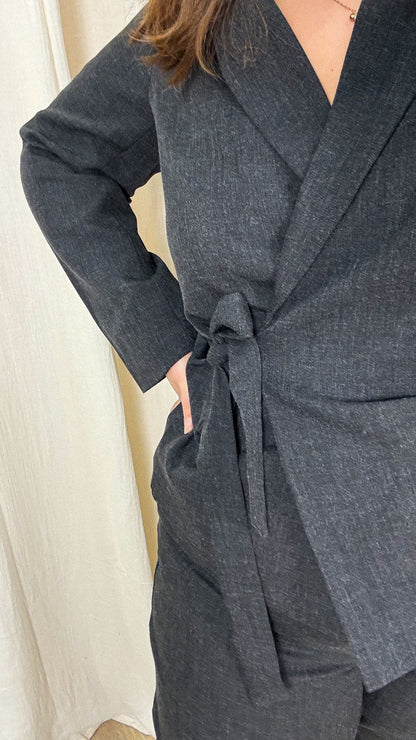 Blazer Bestie – Blazer cache-cœur gris femme