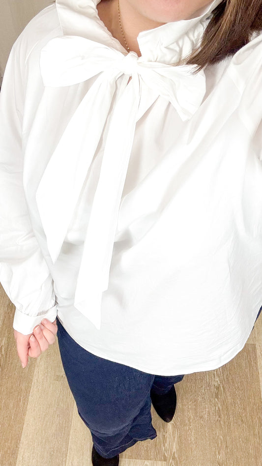 Blouse Capucine – Blouse blanche col lavallière femme