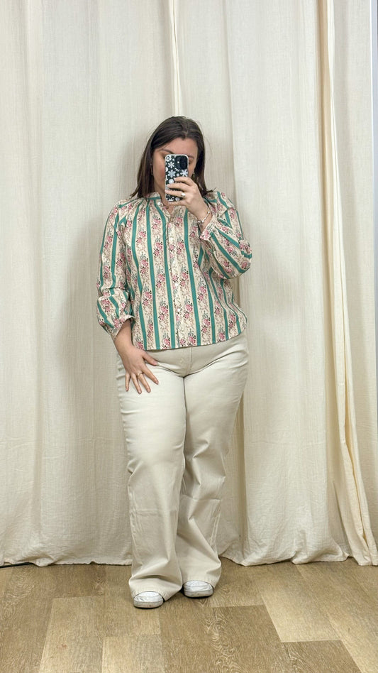 Blouse Laura – Blouse rayée fleurie