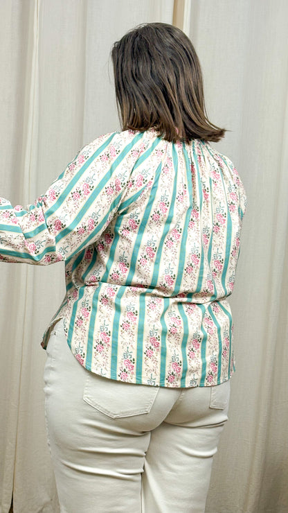 Blouse Laura – Blouse rayée fleurie
