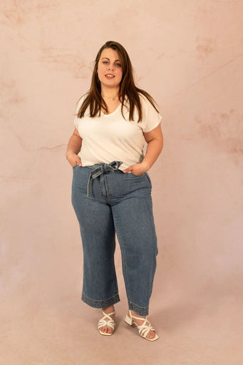 Jeans wide cropped taille haute - Jeans Kathy - grande taille -  LAÏLLA