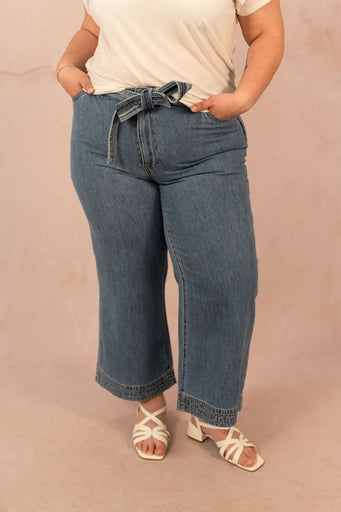 Jeans wide cropped taille haute - Jeans Kathy - grande taille -  LAÏLLA