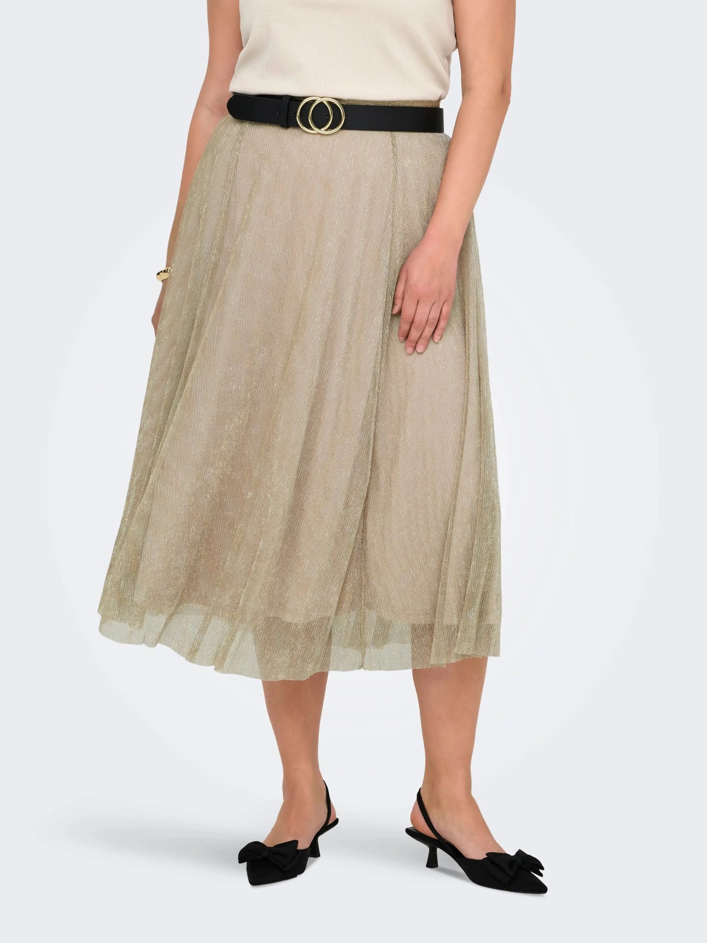 Jupe midi taille élastique doré - Jupe Tinga - grande taille -  LAÏLLA