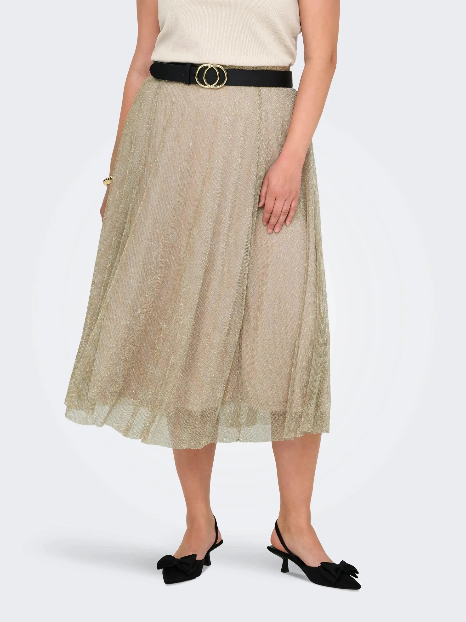 Jupe midi taille élastique doré - Jupe Tinga - grande taille -  LAÏLLA