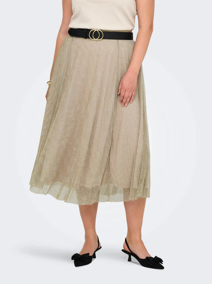 Jupe midi taille élastique doré - Jupe Tinga - grande taille -  LAÏLLA