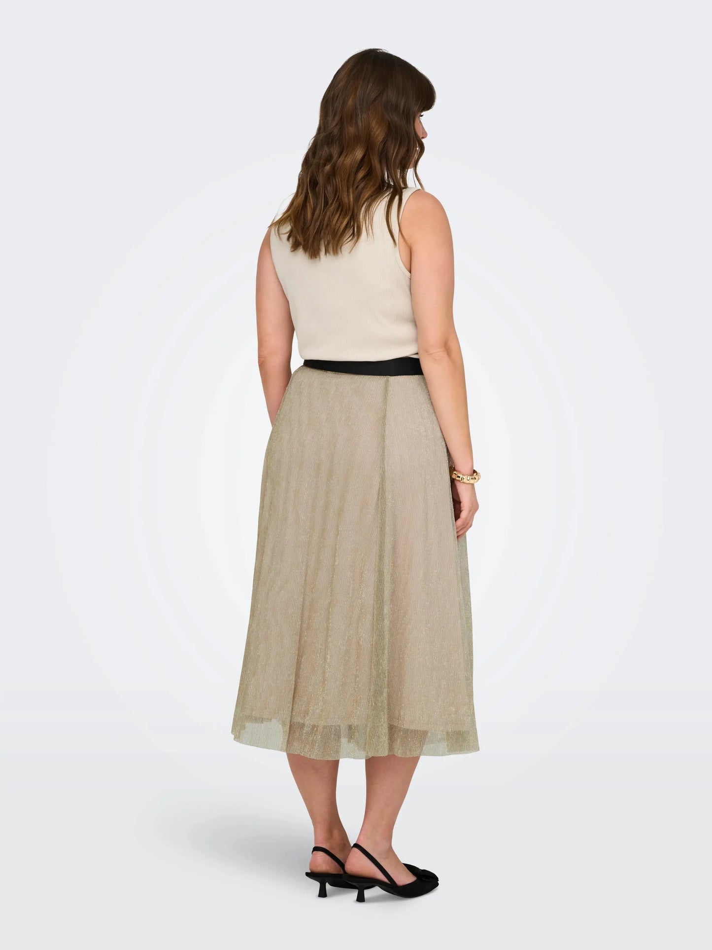 Jupe midi taille élastique doré - Jupe Tinga - grande taille -  LAÏLLA