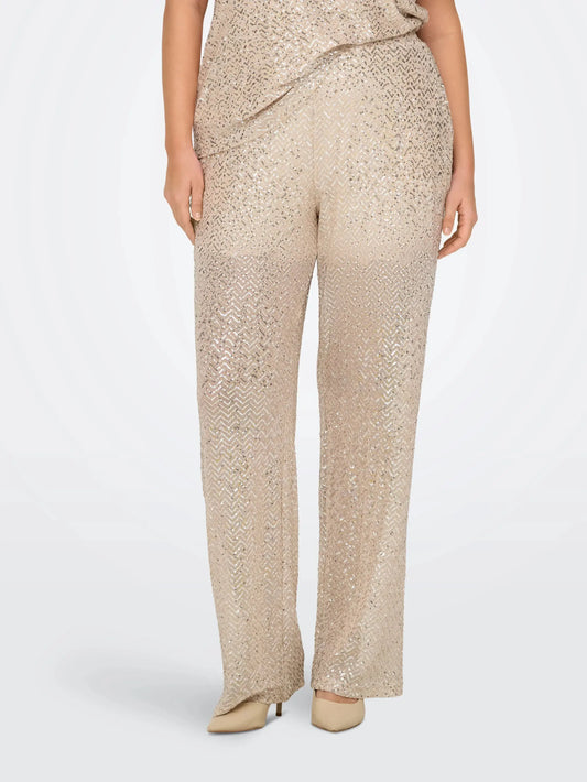 Pantalon droit doré avec sequins - Pantalon Viviana - grande taille -  LAÏLLA