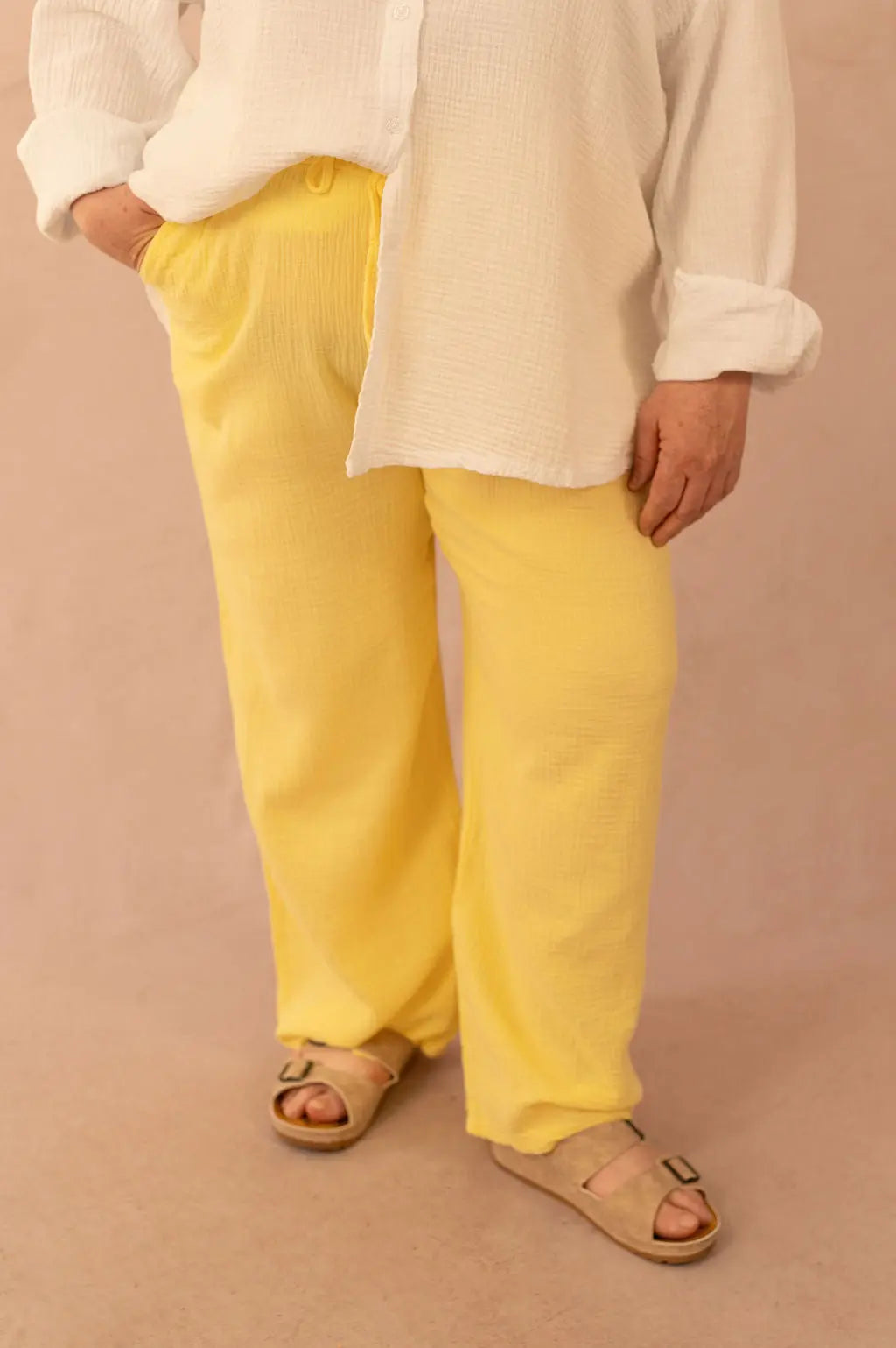 Pantalon droit en gaze de coton - Pantalon Cynthia - grande taille -  LAÏLLA