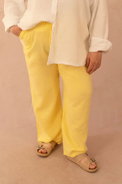 Pantalon droit en gaze de coton - Pantalon Cynthia - grande taille -  LAÏLLA