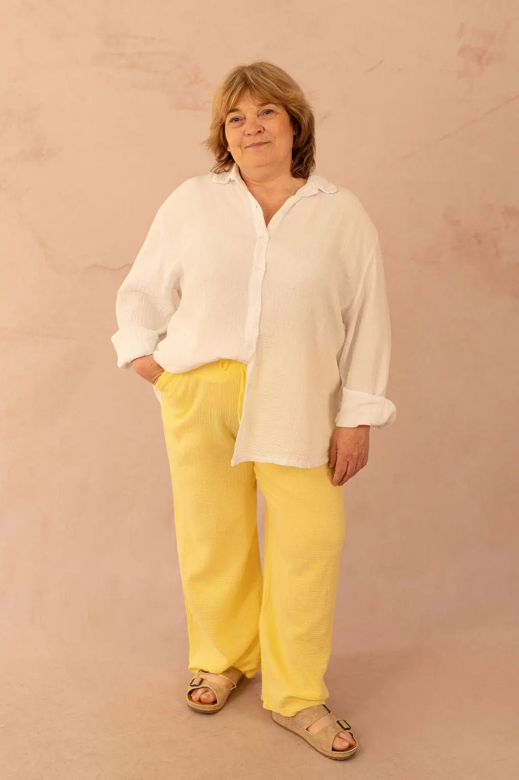 Pantalon droit en gaze de coton - Pantalon Cynthia - grande taille -  LAÏLLA