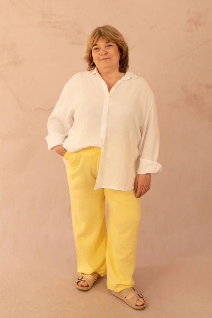 Pantalon droit en gaze de coton - Pantalon Cynthia - grande taille -  LAÏLLA