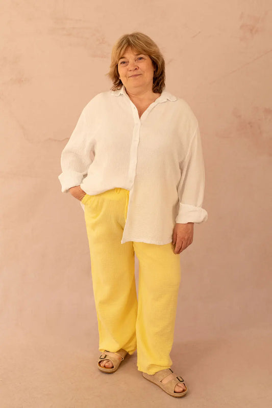 Pantalon droit en gaze de coton - Pantalon Cynthia - grande taille -  LAÏLLA