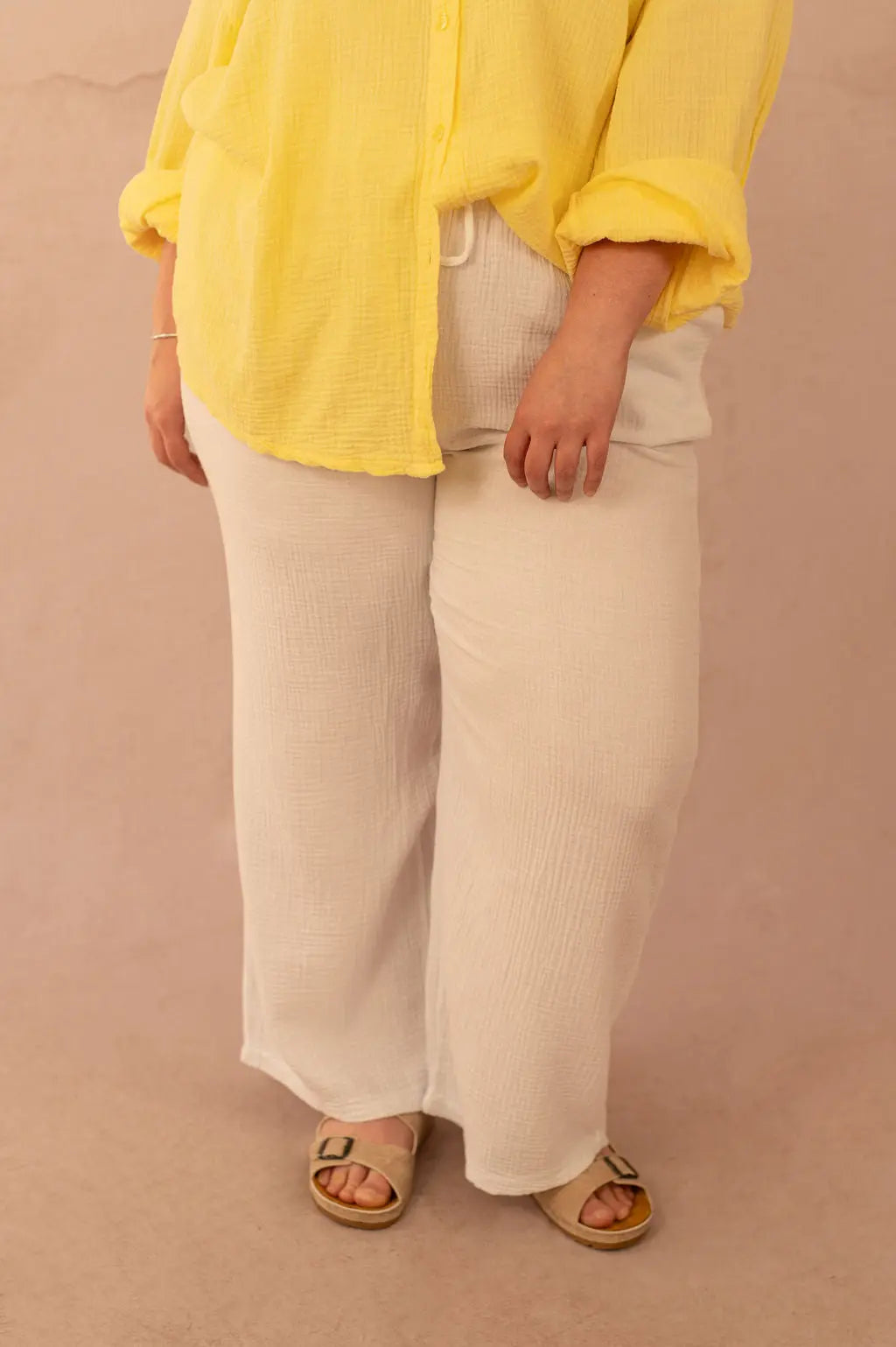 Pantalon droit en gaze de coton - Pantalon Cynthia - grande taille -  LAÏLLA