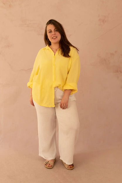 Pantalon droit en gaze de coton - Pantalon Cynthia - grande taille -  LAÏLLA