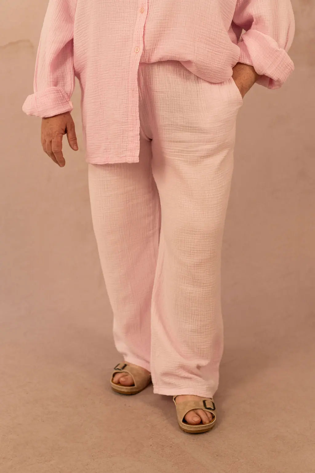 Pantalon droit en gaze de coton - Pantalon Cynthia - grande taille -  LAÏLLA