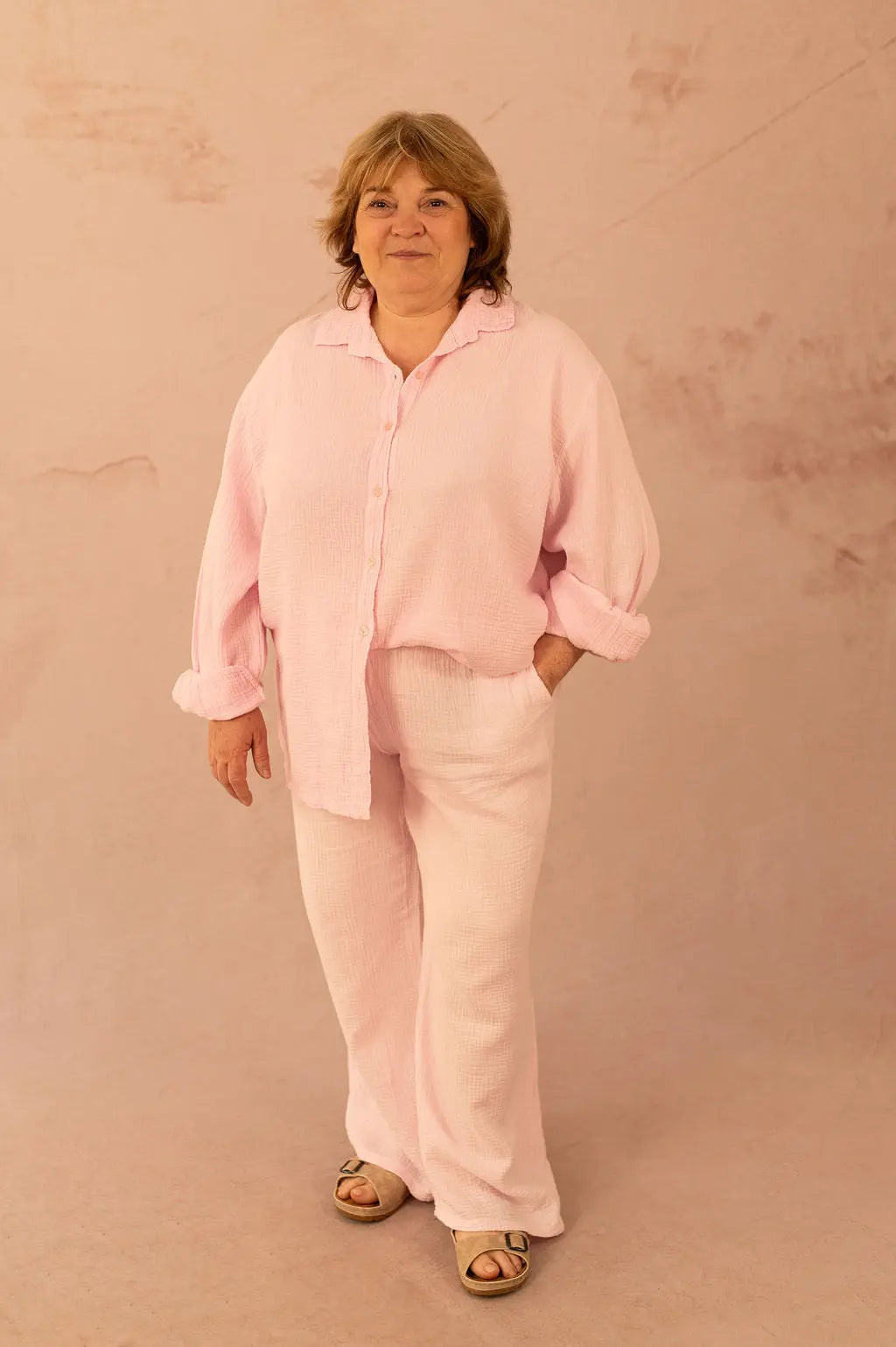 Pantalon droit en gaze de coton - Pantalon Cynthia - grande taille -  LAÏLLA