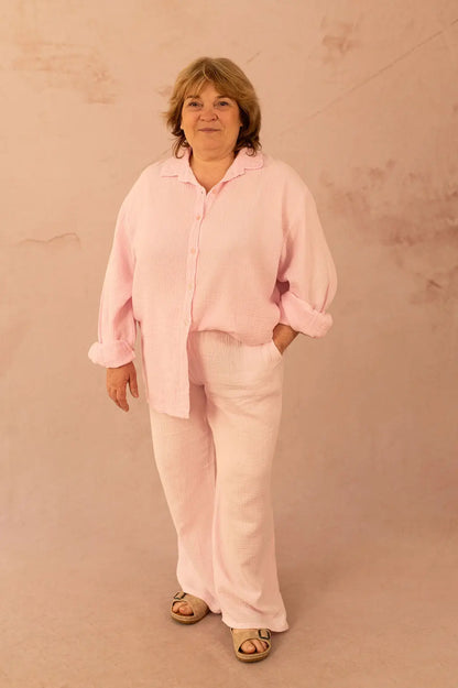 Pantalon droit en gaze de coton - Pantalon Cynthia - grande taille -  LAÏLLA