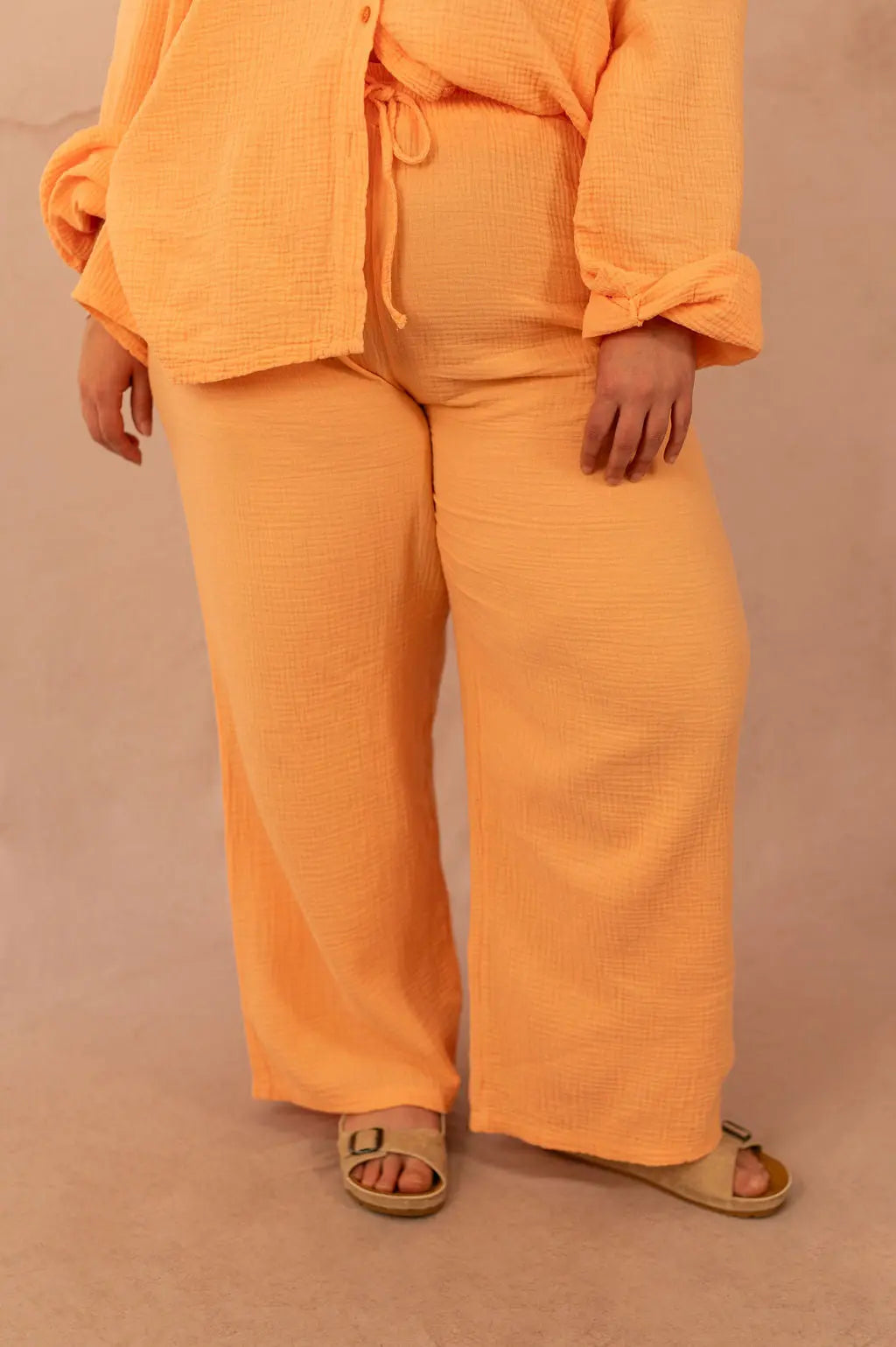 Pantalon droit en gaze de coton - Pantalon Cynthia - grande taille -  LAÏLLA