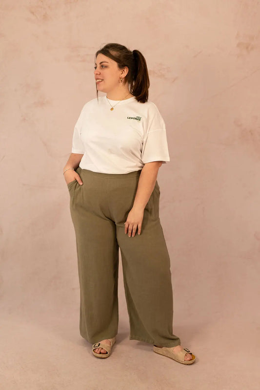 Pantalon en lin à jambes larges - Pantalon Mathilde - grande taille -  LAÏLLA