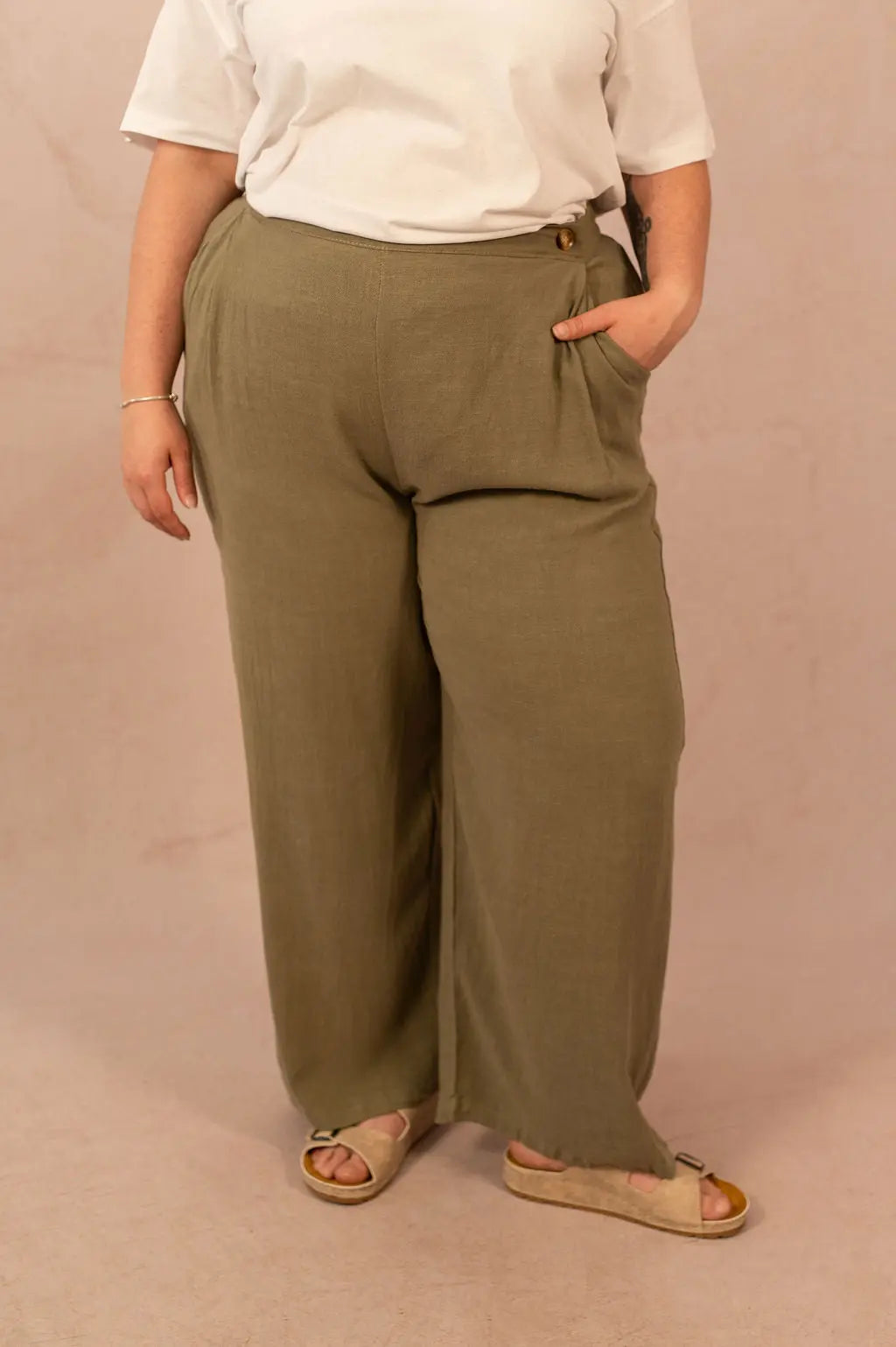 Pantalon en lin à jambes larges - Pantalon Mathilde - grande taille -  LAÏLLA