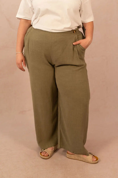 Pantalon en lin à jambes larges - Pantalon Mathilde - grande taille -  LAÏLLA