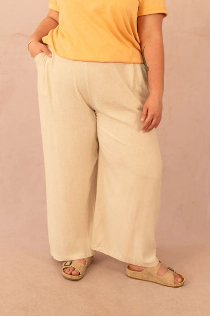 Pantalon en lin à jambes larges - Pantalon Mathilde - grande taille -  LAÏLLA