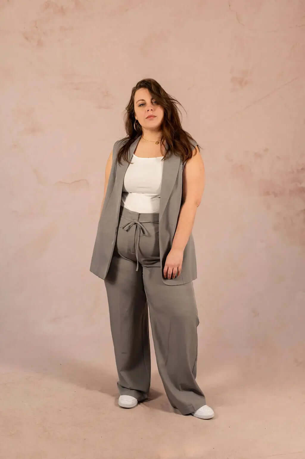 Veste de tailleur longue sans manches - Blazer Marine - grande taille -  LAÏLLA