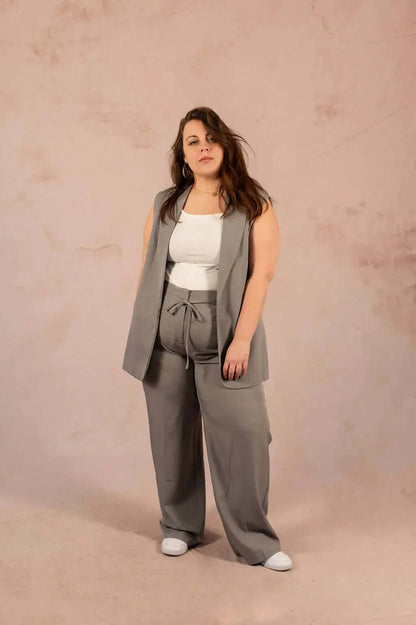 Veste de tailleur longue sans manches - Blazer Marine - grande taille -  LAÏLLA