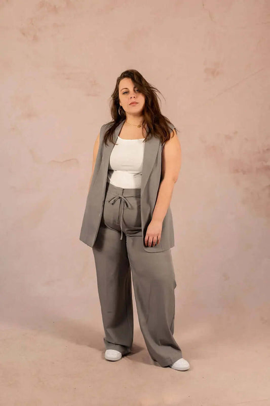 Veste de tailleur longue sans manches - Blazer Marine - grande taille -  LAÏLLA