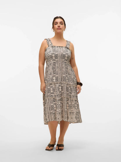 Robe à imprimé mi-longue avec bretelles - Robe Menny - grande taille -  LAÏLLA