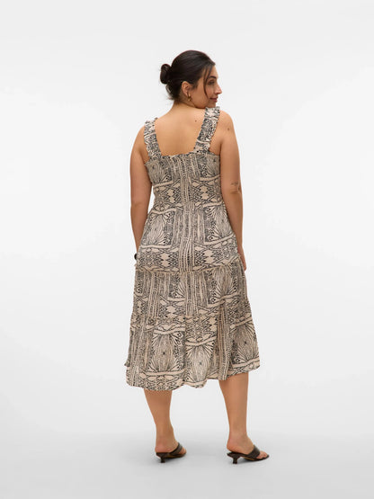 Robe à imprimé mi-longue avec bretelles - Robe Menny - grande taille -  LAÏLLA