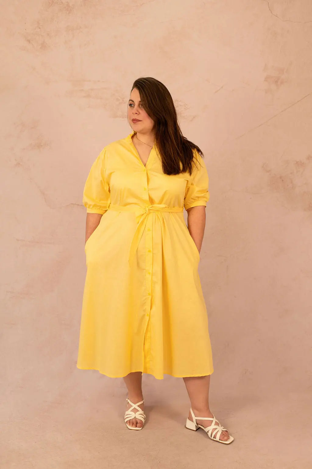 Robe chemise longue avec ceinture - Robe Merida - grande taille -  LAÏLLA