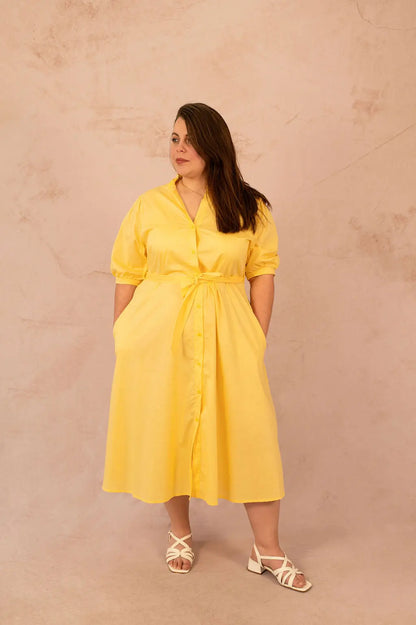 Robe chemise longue avec ceinture - Robe Merida - grande taille -  LAÏLLA