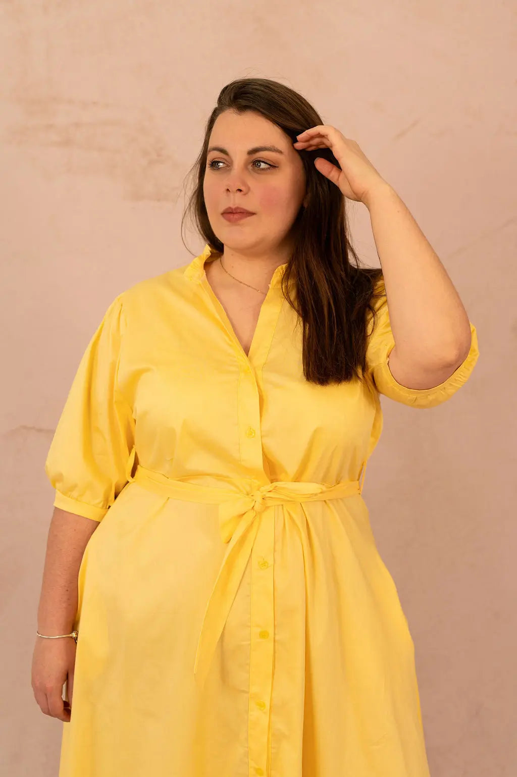 Robe chemise longue avec ceinture - Robe Merida - grande taille -  LAÏLLA