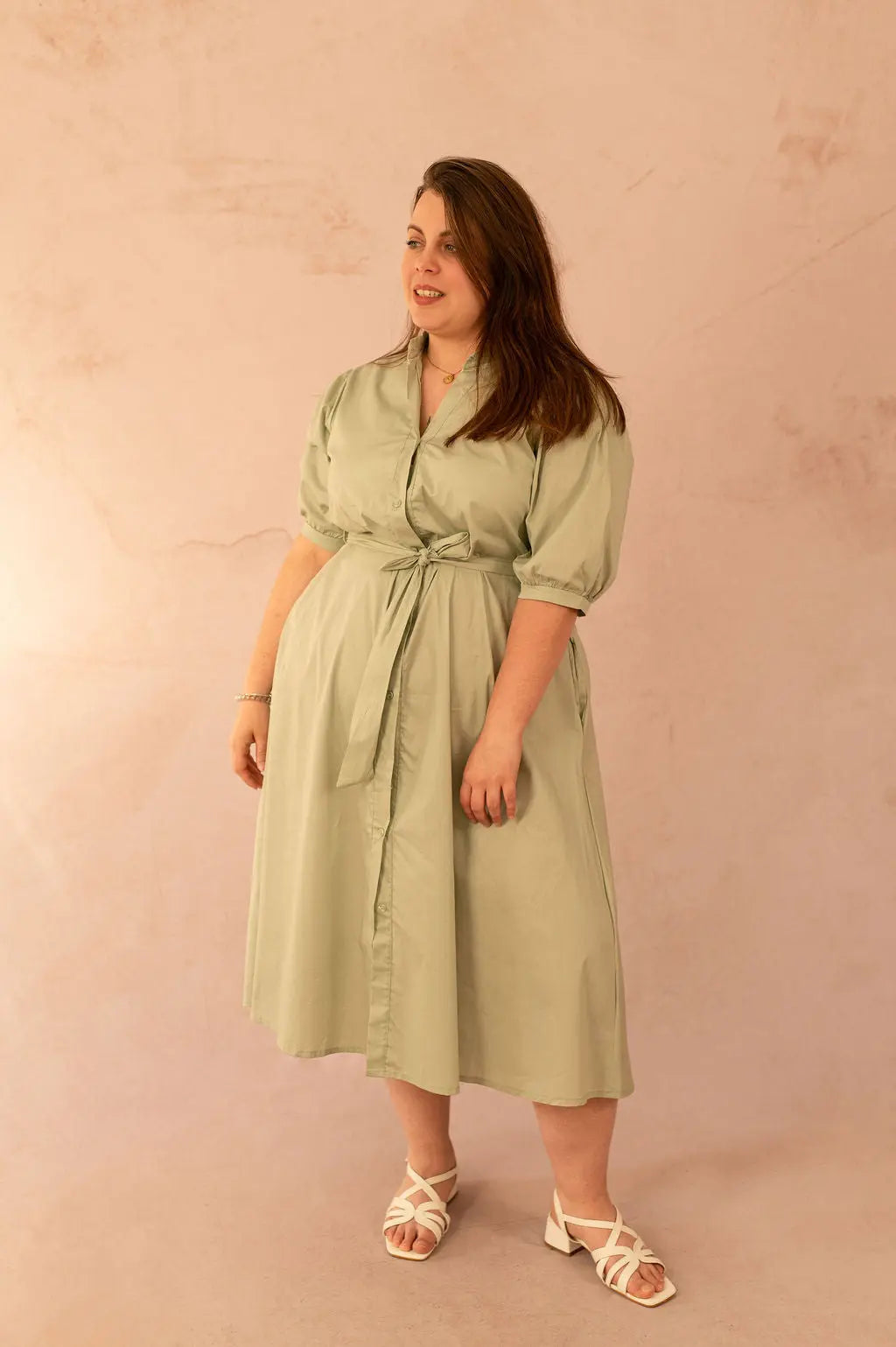 Robe chemise longue avec ceinture - Robe Merida - grande taille -  LAÏLLA