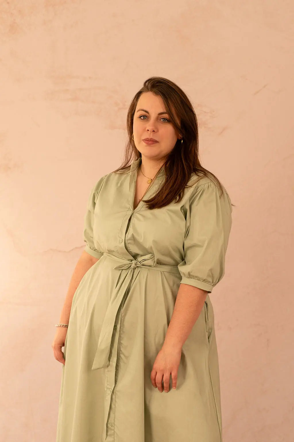 Robe chemise longue avec ceinture - Robe Merida - grande taille -  LAÏLLA