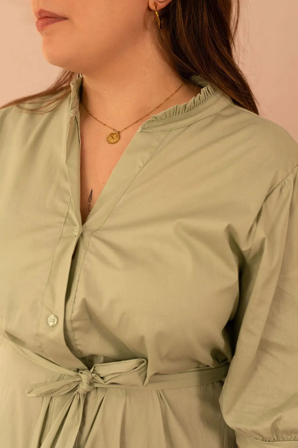 Robe chemise longue avec ceinture - Robe Merida - grande taille -  LAÏLLA