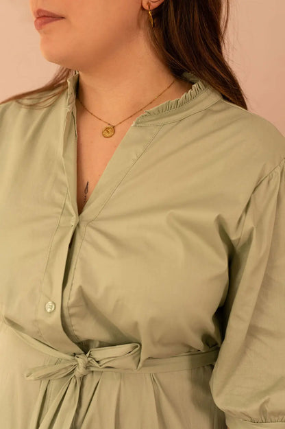 Robe chemise longue avec ceinture - Robe Merida - grande taille -  LAÏLLA