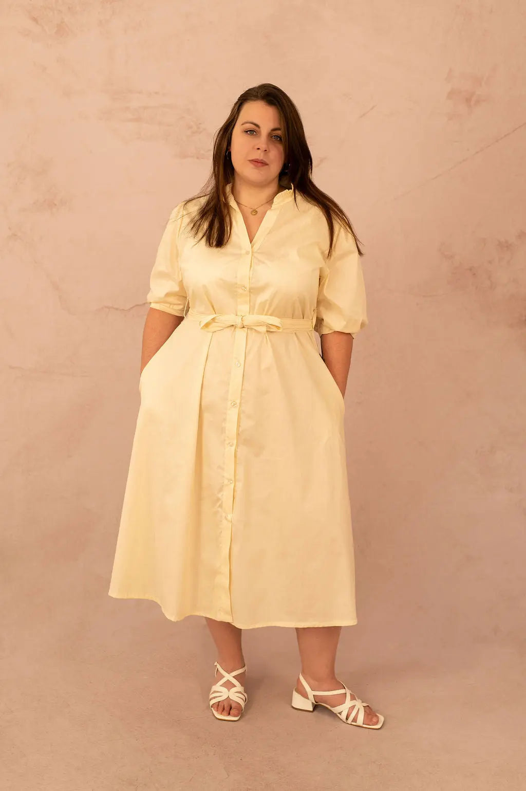 Robe chemise longue avec ceinture - Robe Merida - grande taille -  LAÏLLA