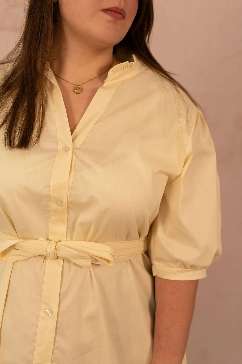 Robe chemise longue avec ceinture - Robe Merida - grande taille -  LAÏLLA