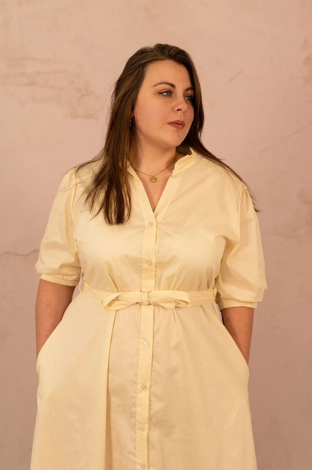 Robe chemise longue avec ceinture - Robe Merida - grande taille -  LAÏLLA