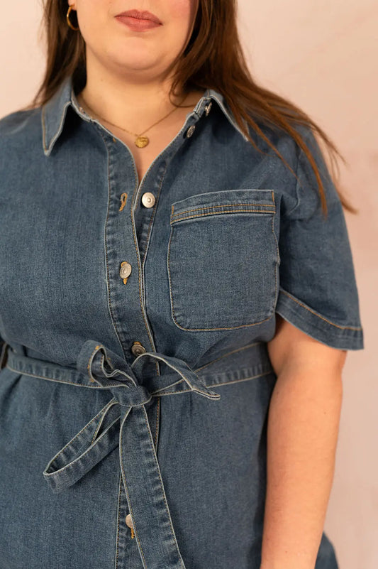 Robe chemise longue en jean - Robe Lana - grande taille -  LAÏLLA