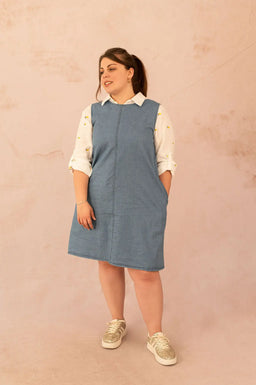 Robe droite en jean sans manches - Robe Elena - grande taille -  LAÏLLA