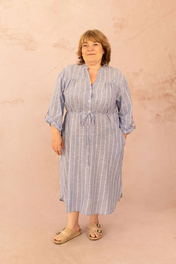 Robe longue en coton col mao - Robe Cattalina - grande taille -  LAÏLLA