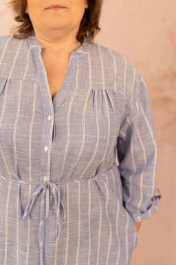 Robe longue en coton col mao - Robe Cattalina - grande taille -  LAÏLLA